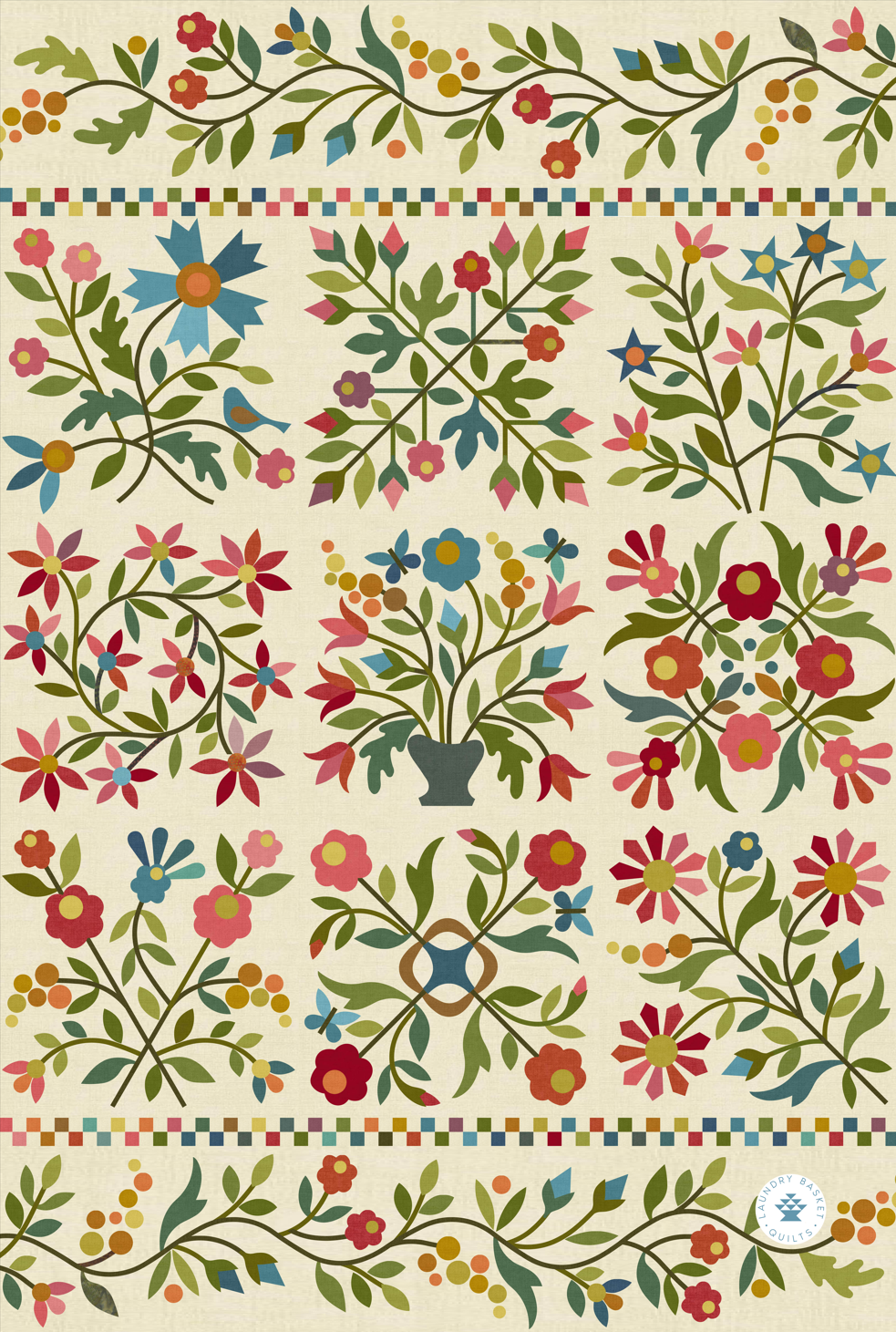 Spring Bouquet Quilt Pattern Kitchen Towel