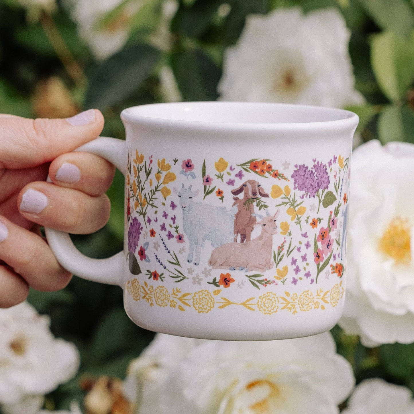 Goat Folk Floral Mug