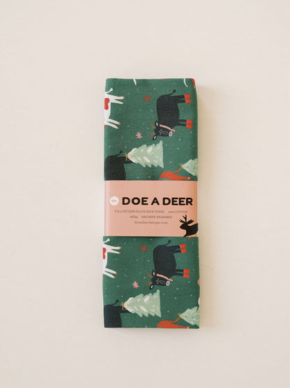Christmas Cows Flour Sack Towel