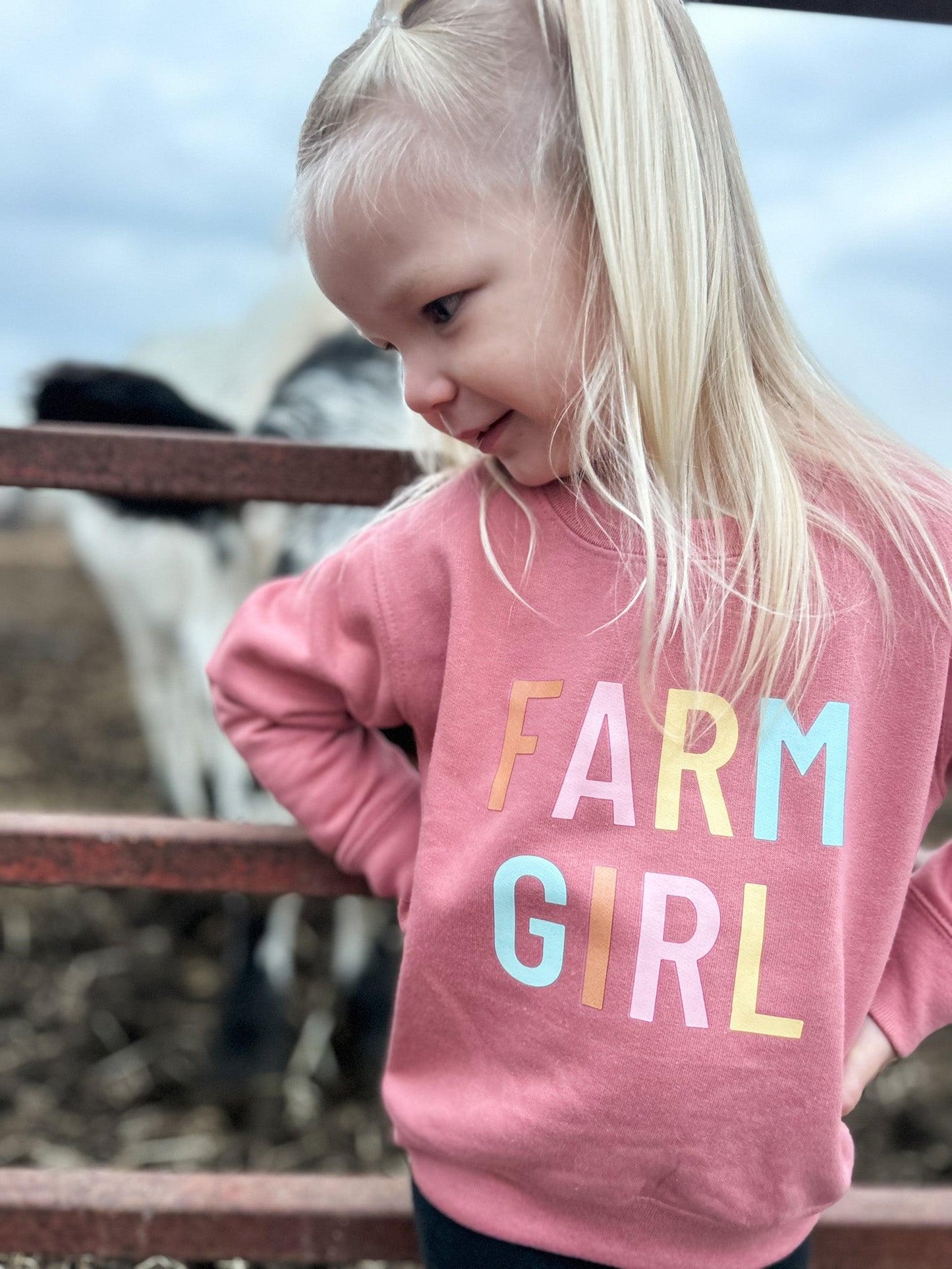 Pink ‘Farm Girl’ Crewneck - Toddler & Youth - American Farm Company