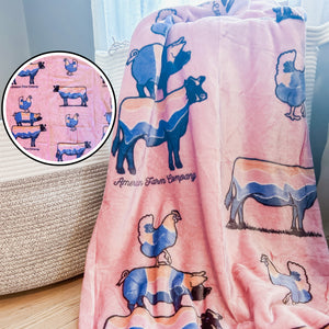 Stacked Retro Animals Plush Blanket