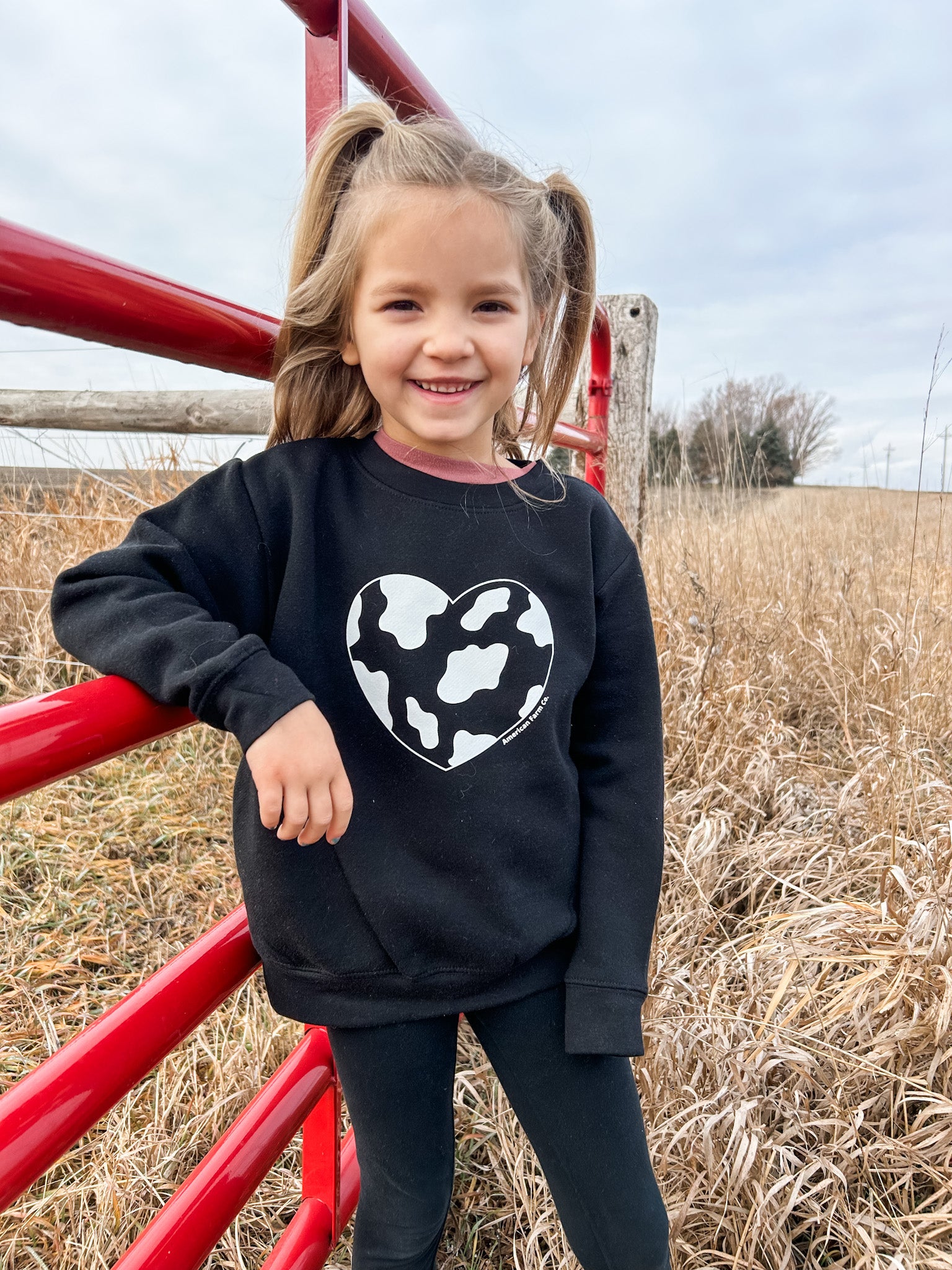‘Cow Heart’ Black Crewneck- Toddler/Youth