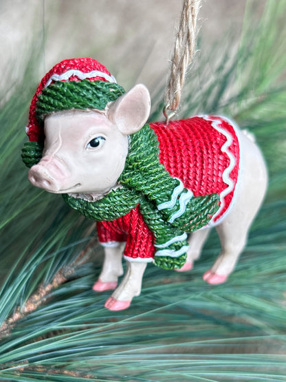 ‘Pig in a Sweater’ Christmas Ornament