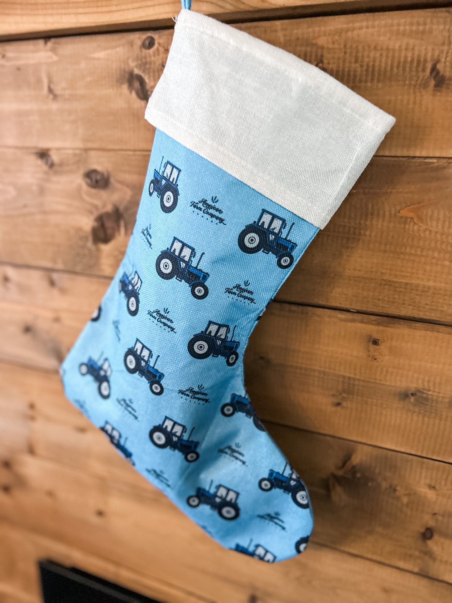 Blue Tractor Christmas Stocking