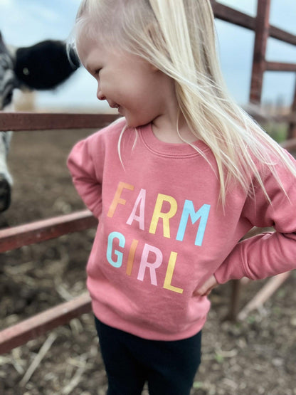 Pink ‘Farm Girl’ Crewneck - Toddler & Youth - American Farm Company