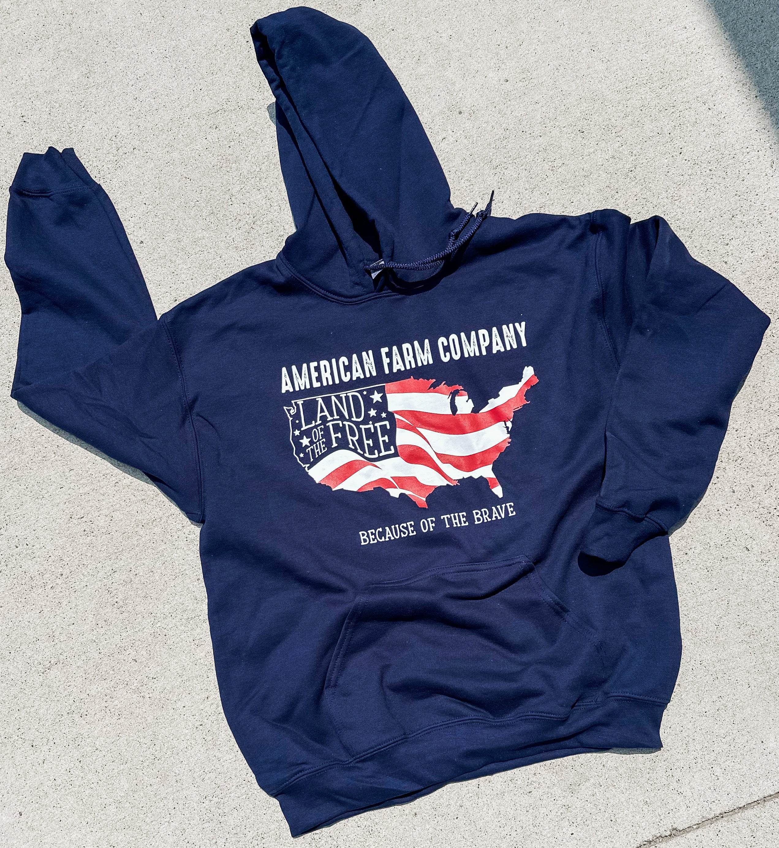 'Land of the Free, Because of the Brave' Navy Hoodie