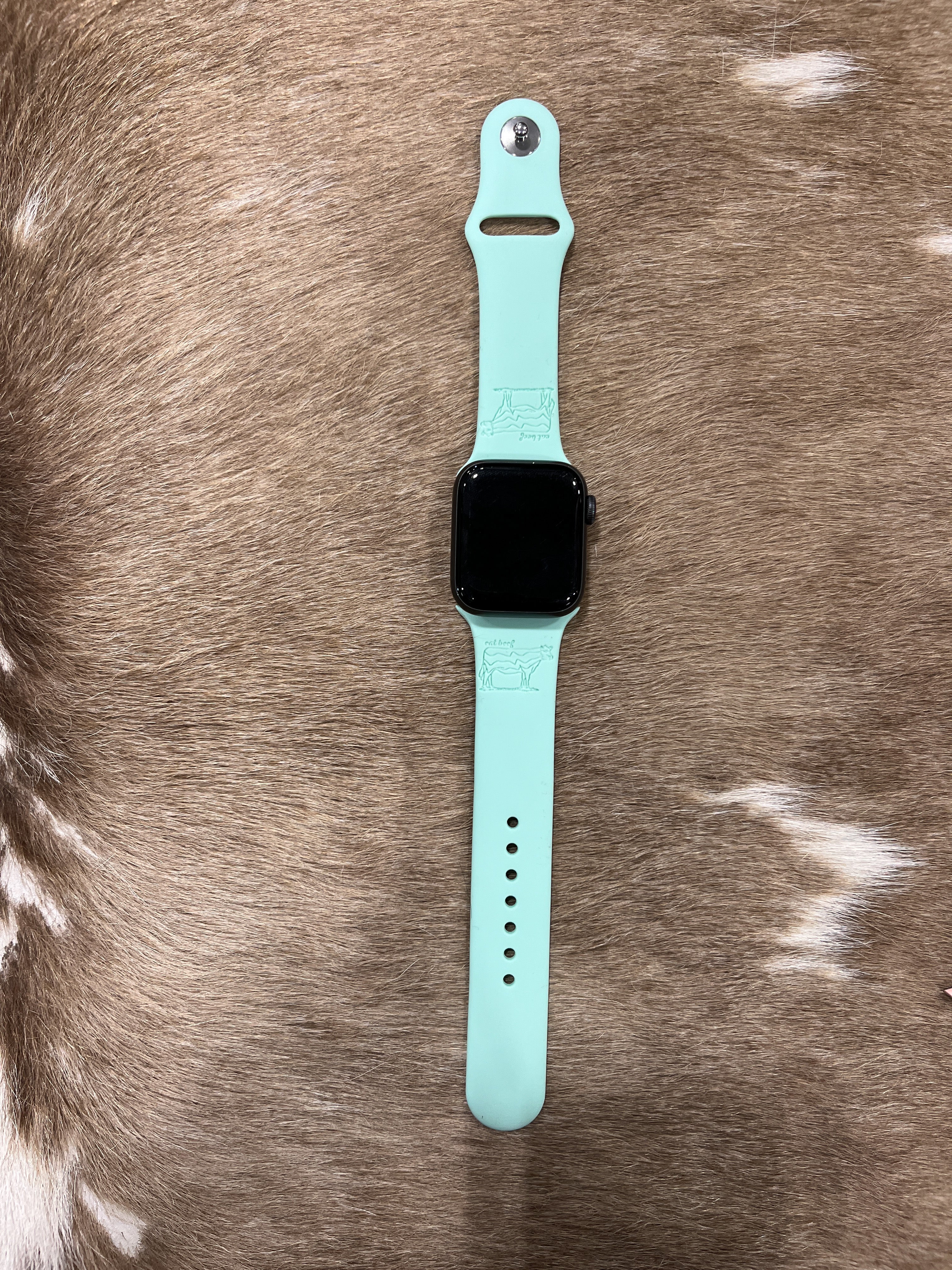 Retro Cow Silicone Apple Watch Band - Blue