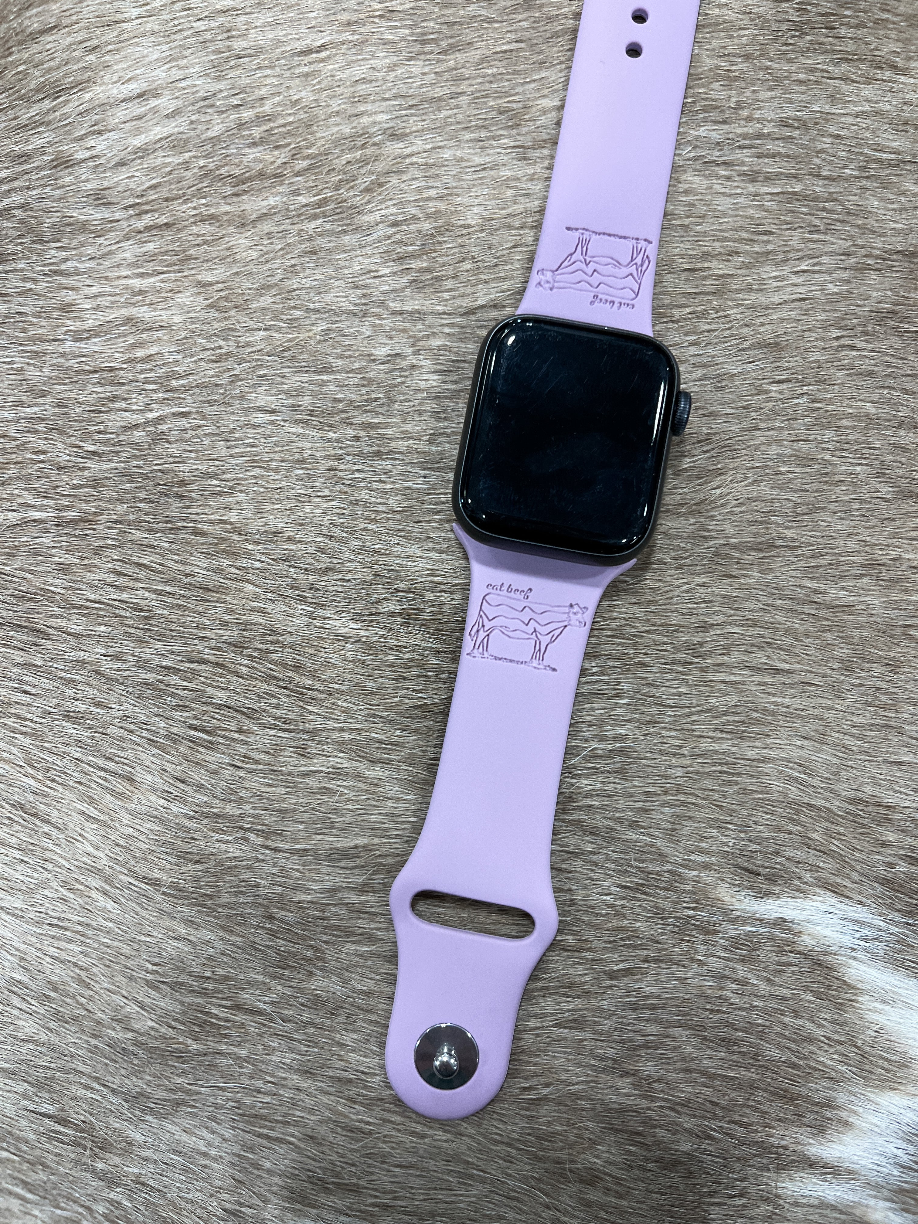Retro Cow Silicone Apple Watch Band - Purple