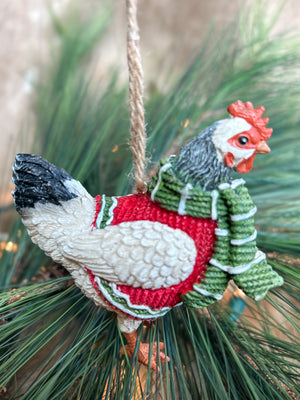 ‘Chicken in a Sweater’ Christmas Ornament