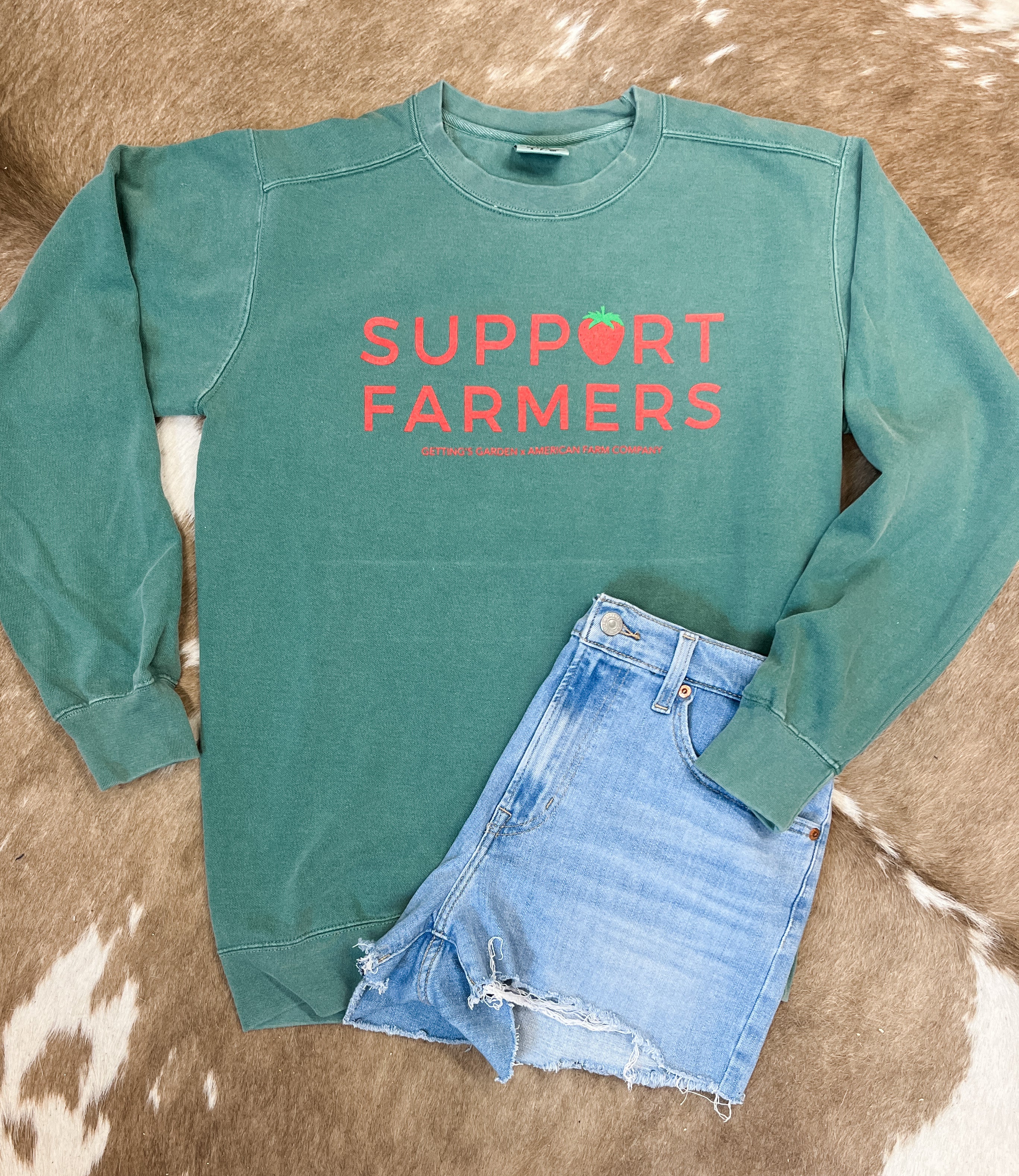 ‘Support Farmers’ Strawberry Crewneck