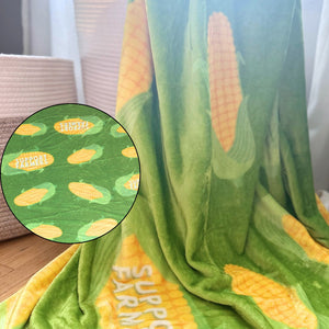 Close up view of Support Farmers Corn Plush Blanket print