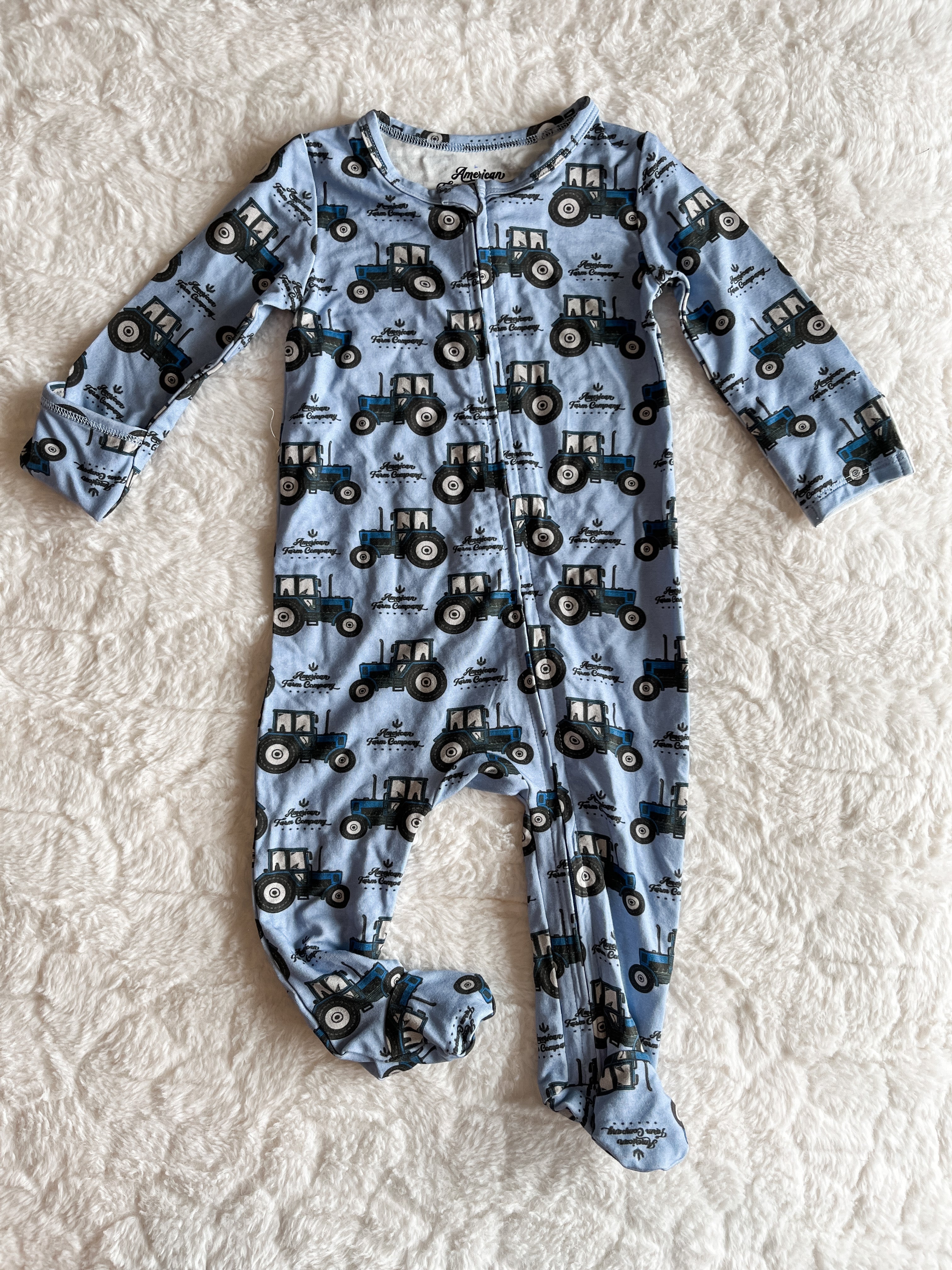 Blue Tractor Baby Pajamas