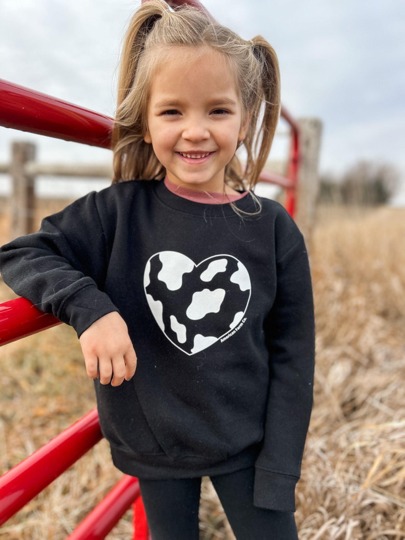 ‘Cow Heart’ Black Crewneck- Toddler/Youth