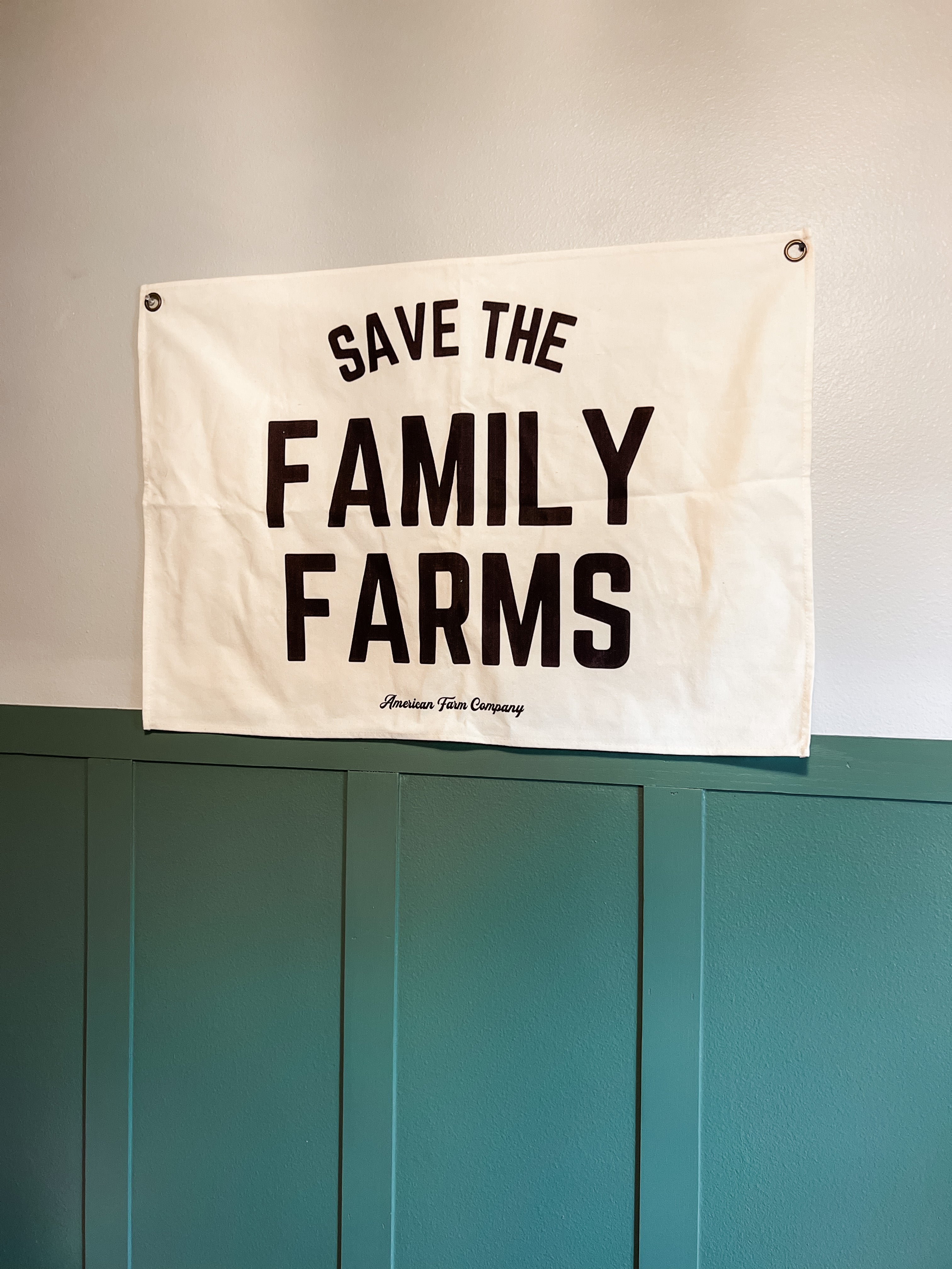 'Save the Family Farms' Canvas Wall Flag