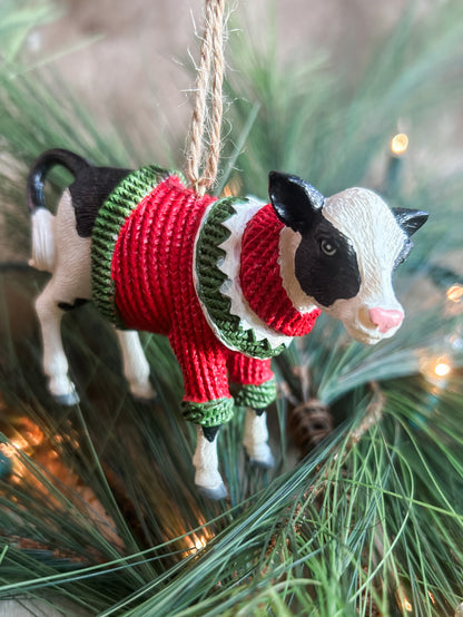 ‘Cow in a Sweater’ Christmas Ornament