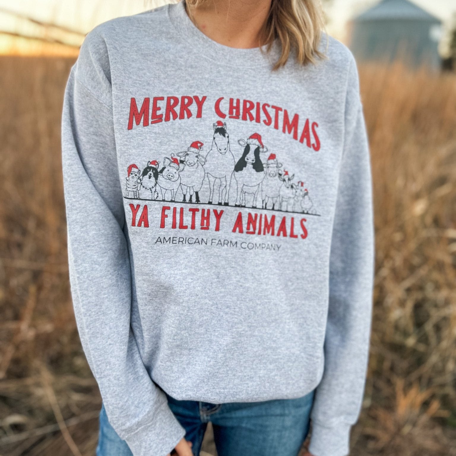 ‘Merry Christmas Ya Filthy Animals’ Crewneck - American Farm Company