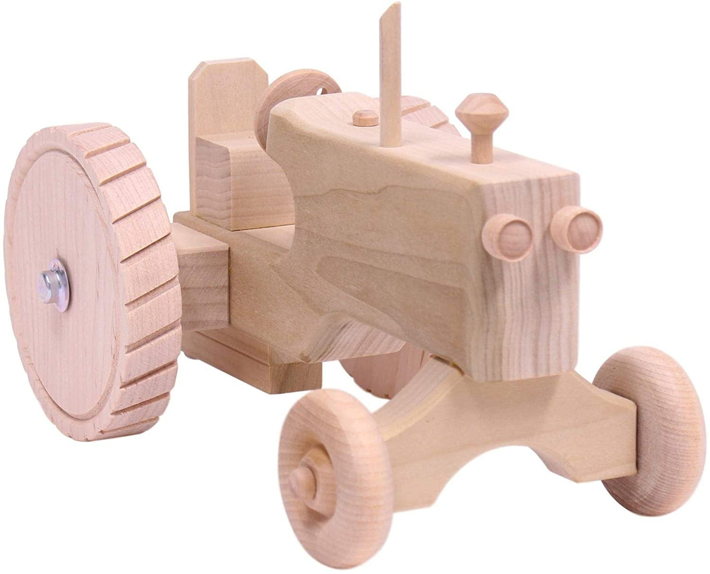 Amish-Made Wooden Toy Tractor With Hitch, Unfinished - American Farm Company