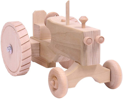 Amish-Made Wooden Toy Tractor With Hitch, Unfinished - American Farm Company