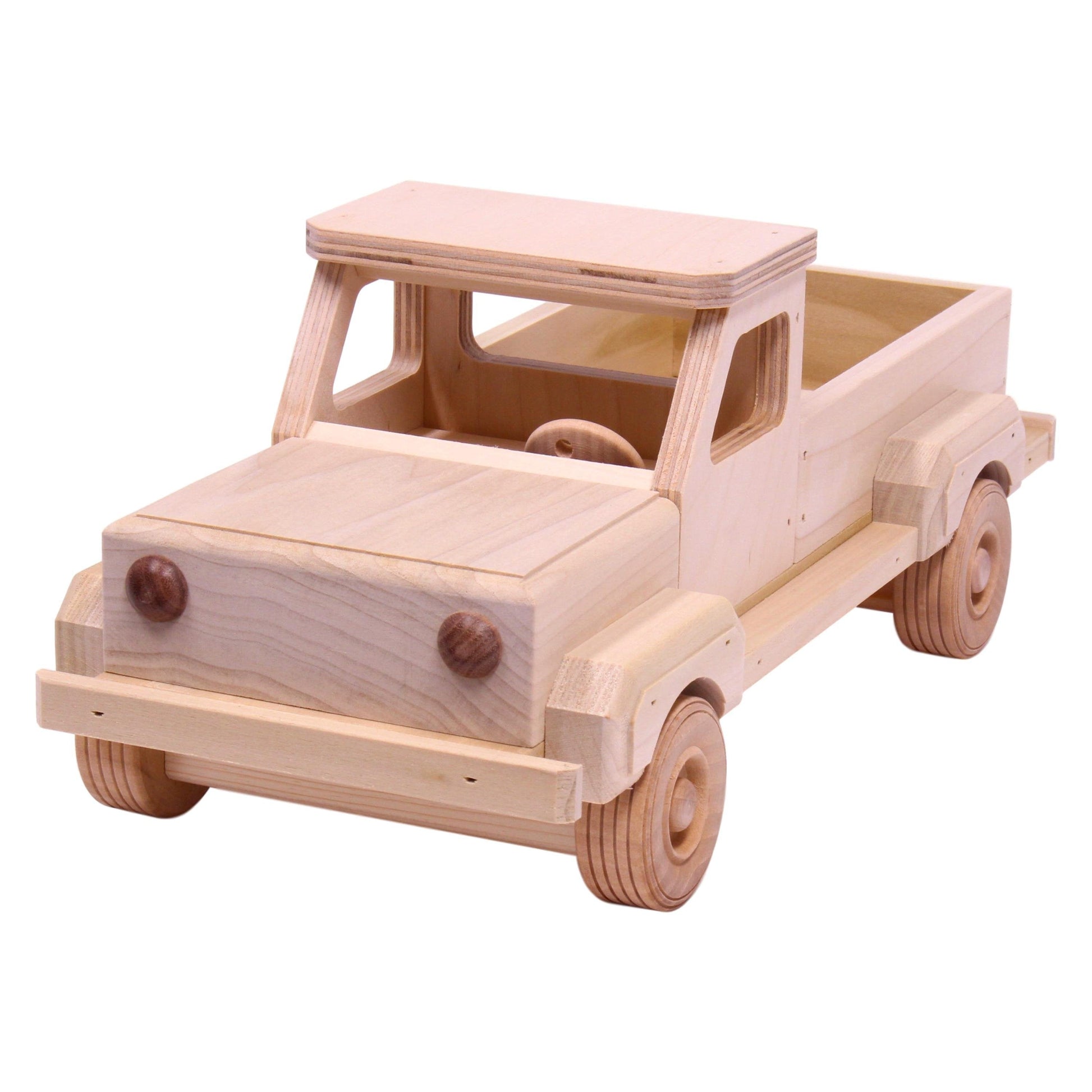 Amish-Made Wooden Toy Pickup Truck, Unfinished Wood - American Farm Company