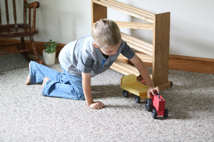 Amish-Made Wooden Toy Tractor and Wagon Set with Hay Bales - American Farm Company