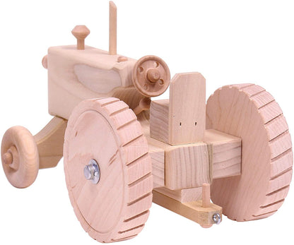 Amish-Made Wooden Toy Tractor With Hitch, Unfinished - American Farm Company