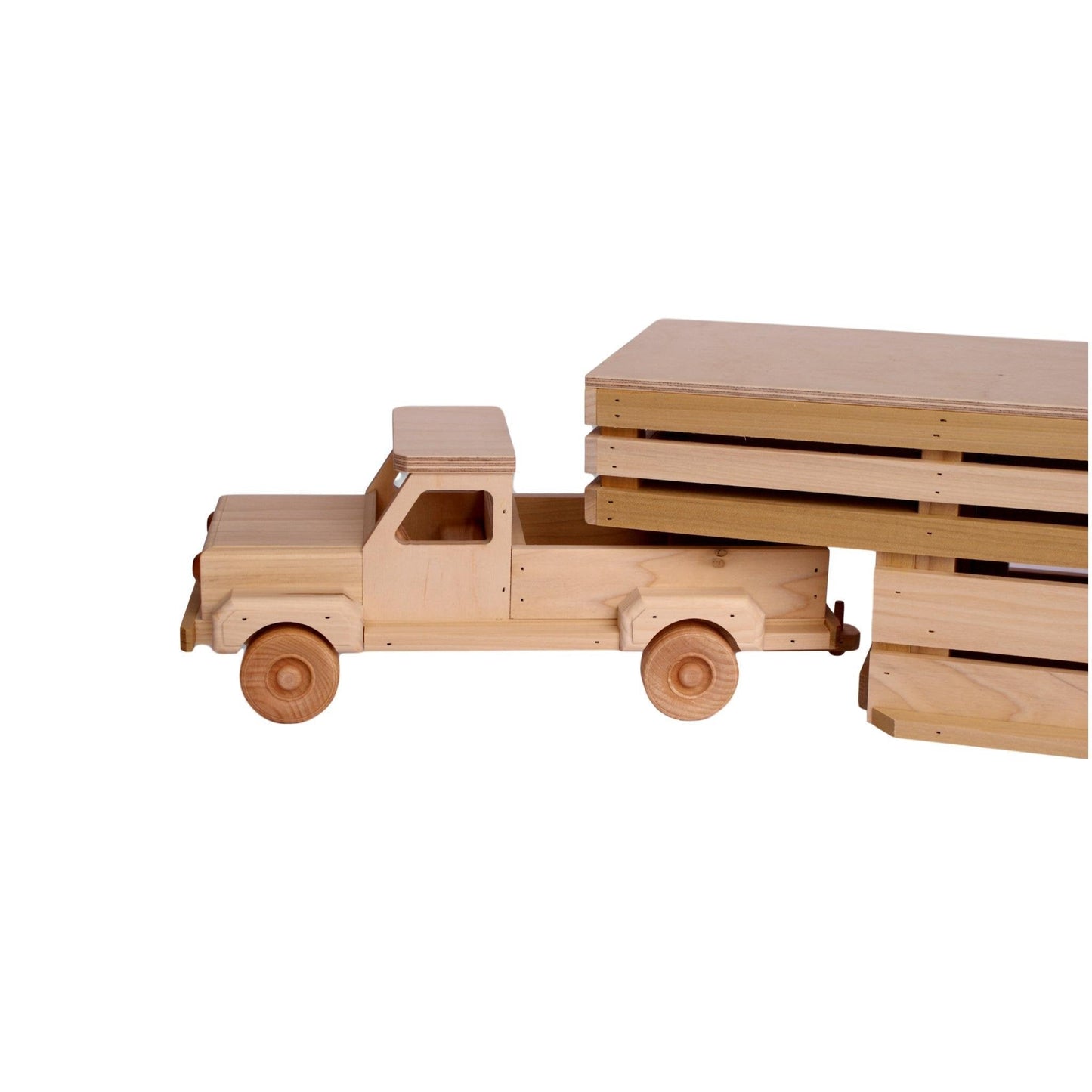 Amish-Made Wooden Toy Pickup and Gooseneck Trailer Set - American Farm Company