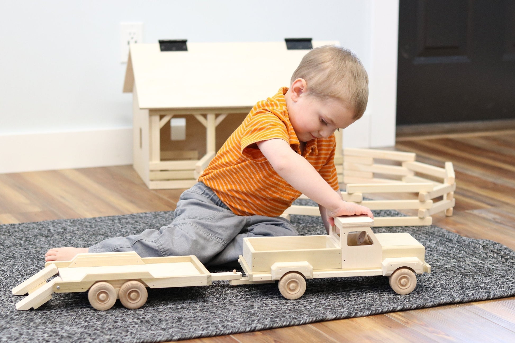 Amish-Made Wooden Toy Pickup Truck, Unfinished Wood - American Farm Company