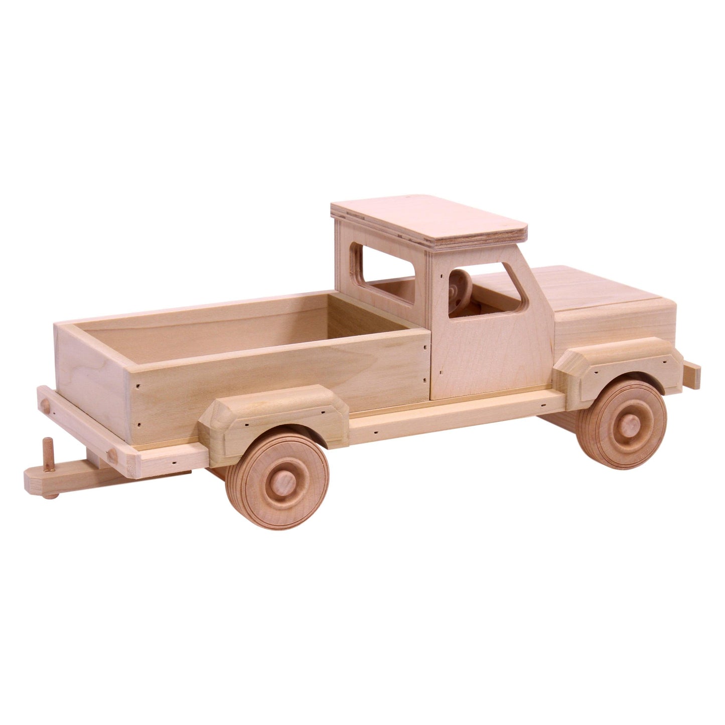 Amish-Made Wooden Toy Pickup Truck, Unfinished Wood - American Farm Company