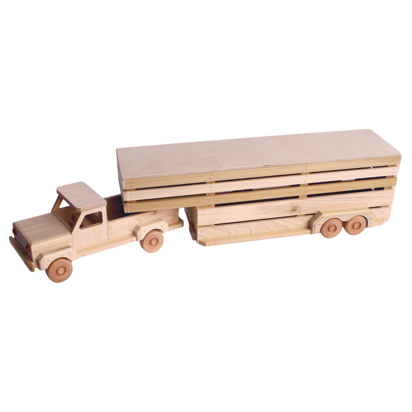 Amish-Made Wooden Toy Pickup and Gooseneck Trailer Set - American Farm Company