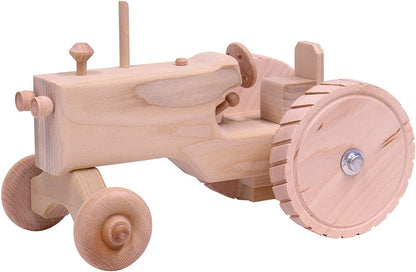 Amish-Made Wooden Toy Tractor With Hitch, Unfinished - American Farm Company