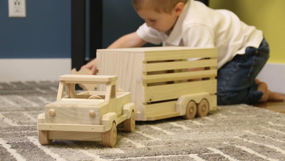 Amish-Made Wooden Toy Pickup Truck, Unfinished Wood - American Farm Company