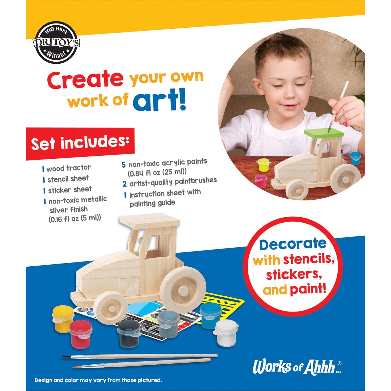 Farm Tractor Wood Craft & Paint Kit - American Farm Company