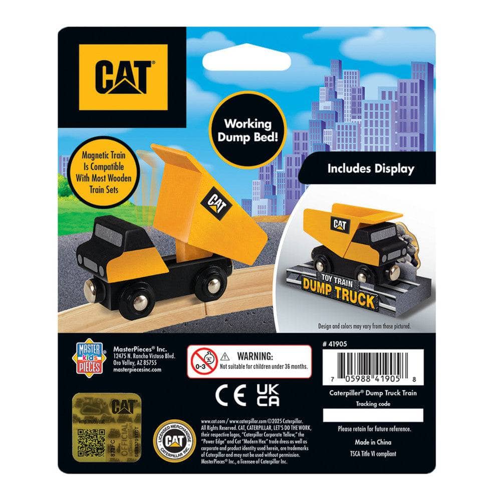 CAT Dump Truck Toy (Magnetic | Fits most 1" wooden train tracks)