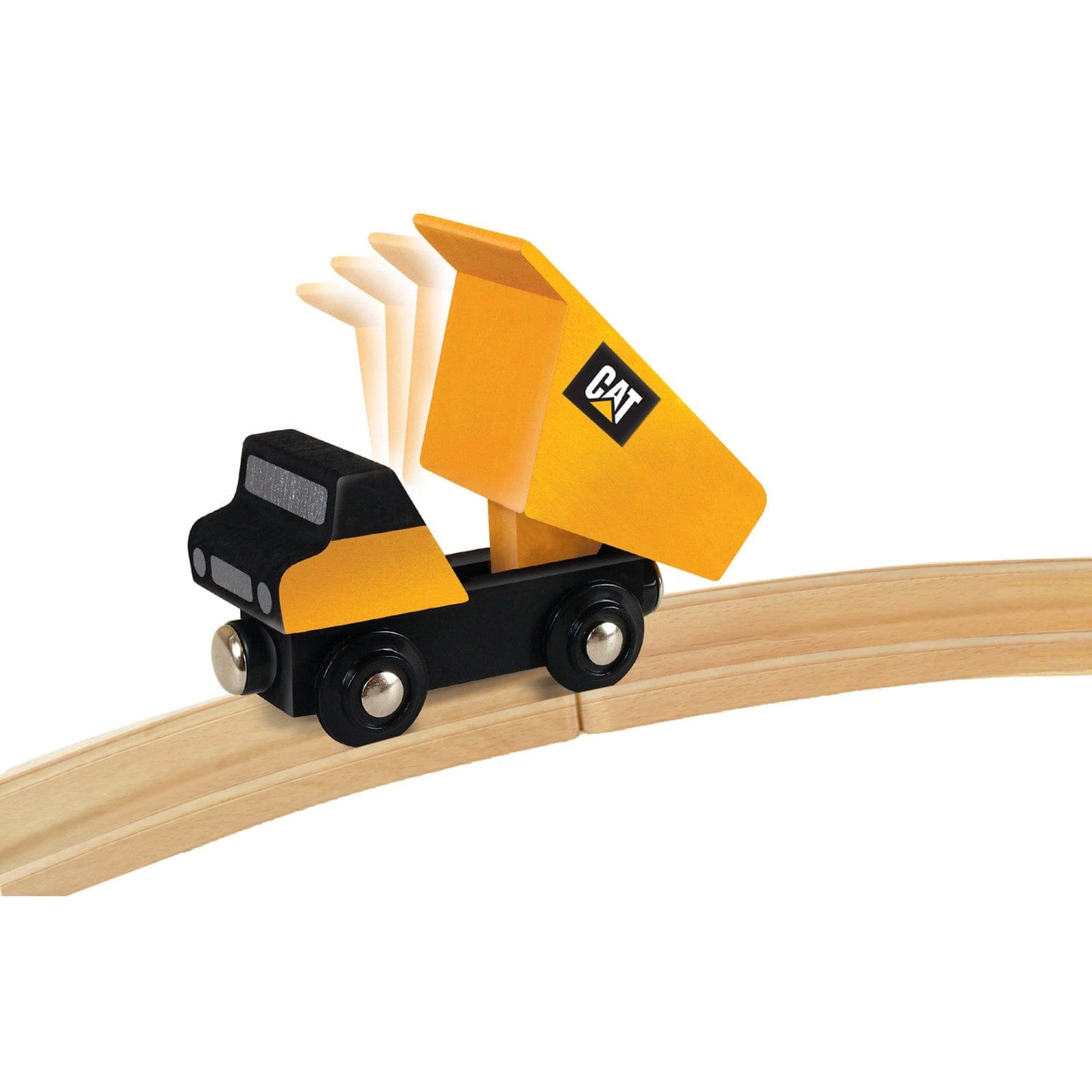 CAT Dump Truck Toy (Magnetic | Fits most 1" wooden train tracks)