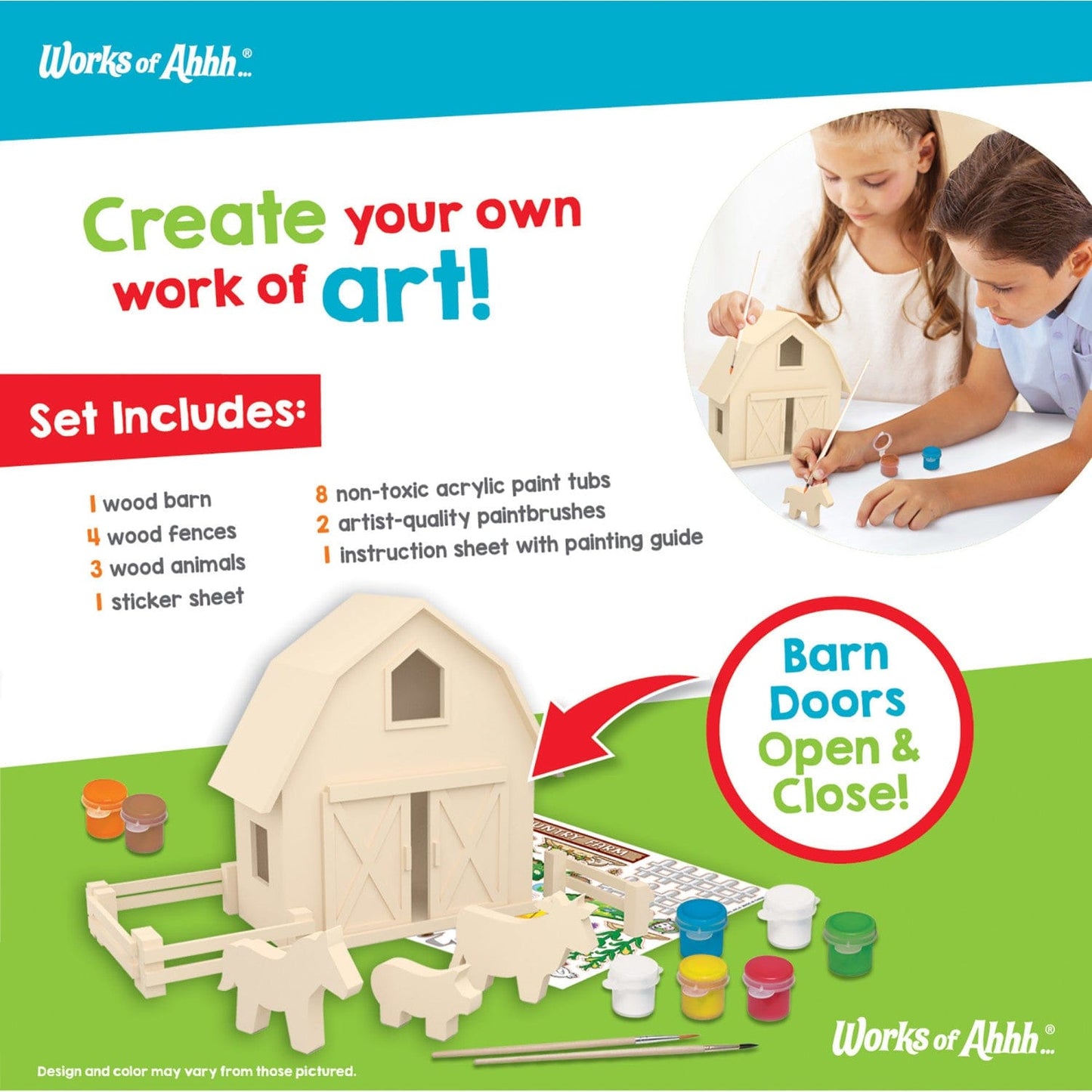 Country Farm Wooden Barn Craft & Paint Kit