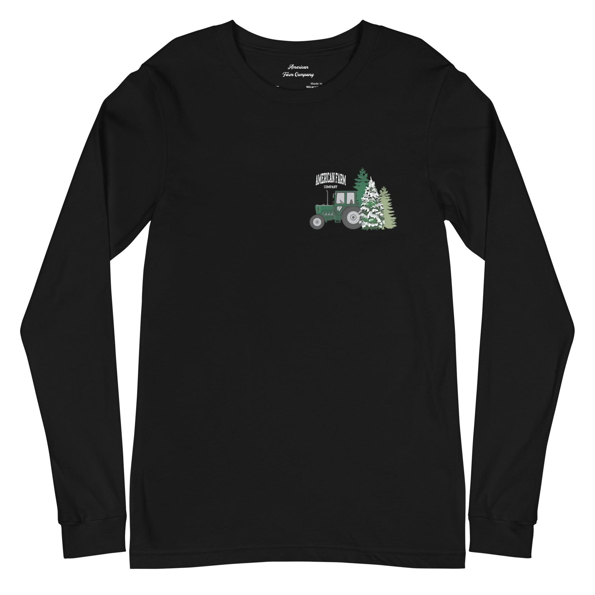 Green Tractor Christmas Black Long Sleeve Tee - American Farm Company