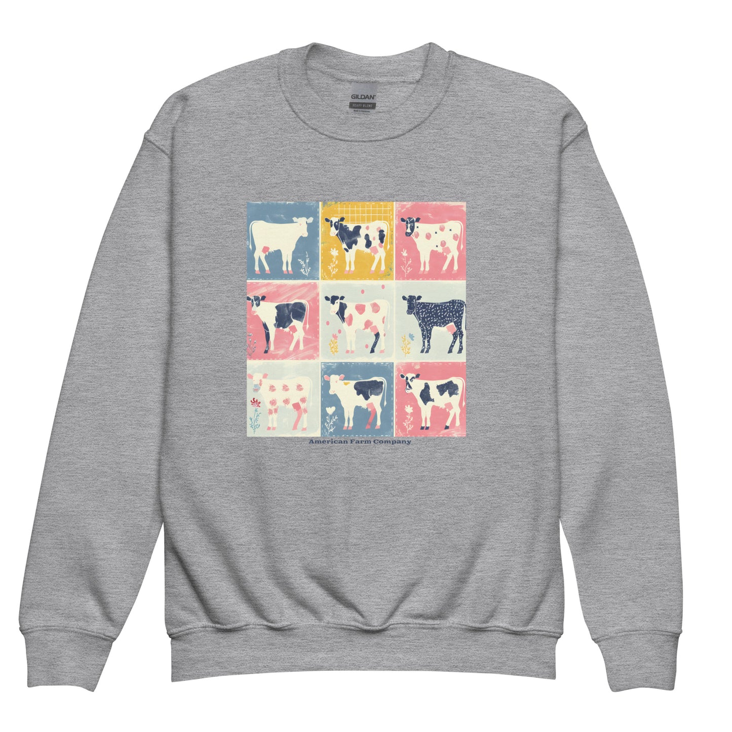 Patchwork Cow Youth Crewneck - American Farm Company