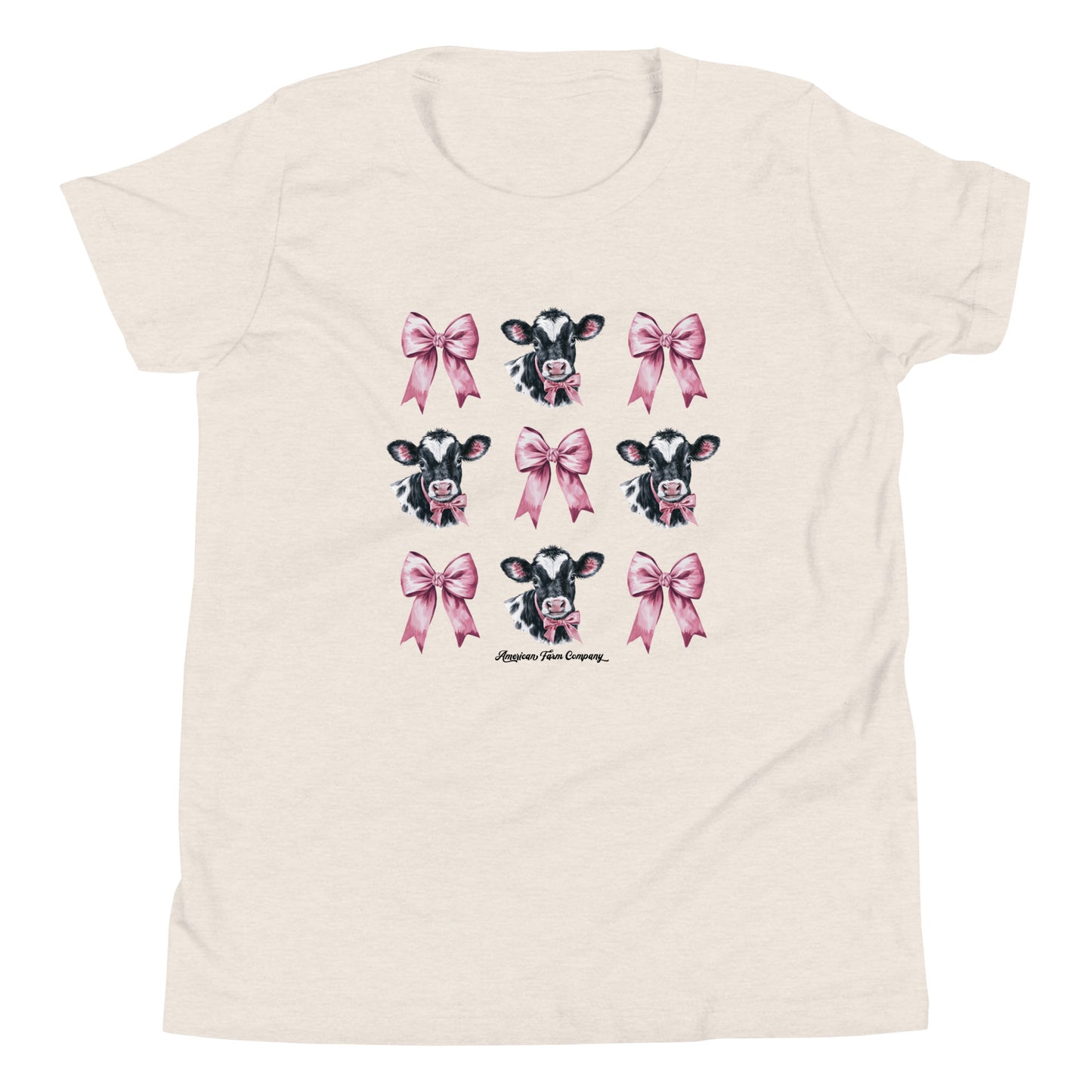 Holsteins & Bows Cream Youth Tee - American Farm Company