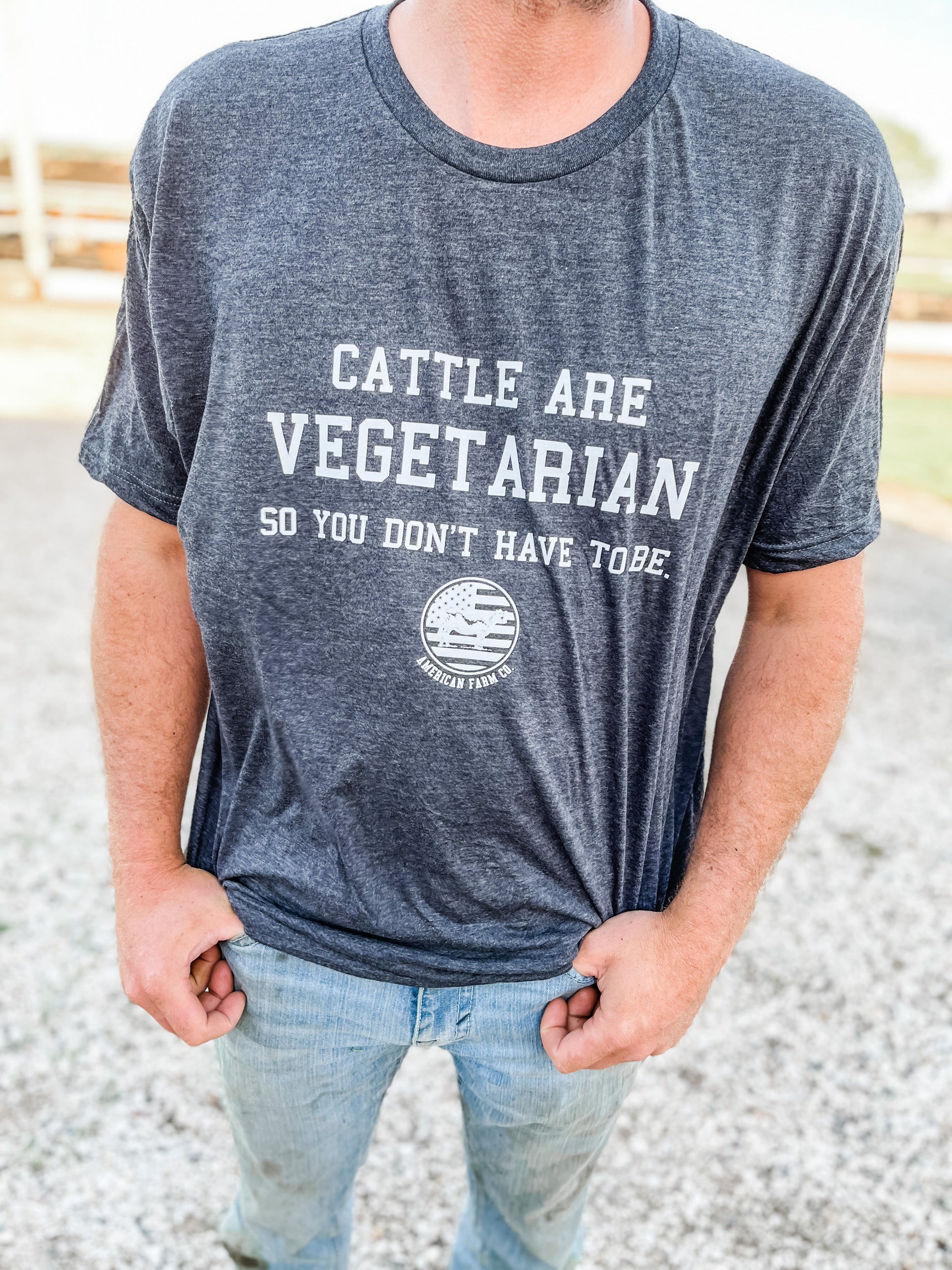 cattle are vegetarian adult grey tee_american farm company