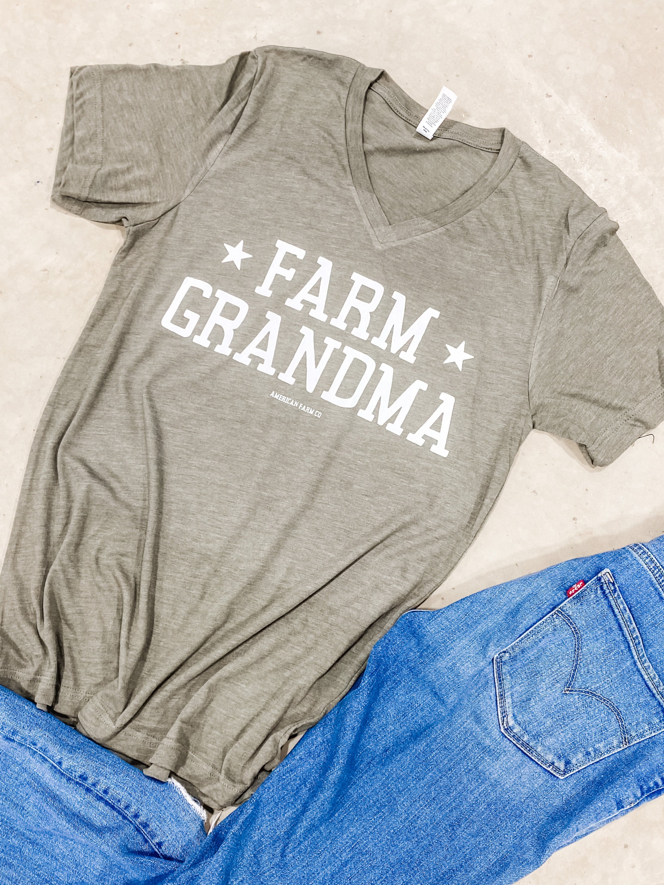 'Farm Grandma' V- Neck Tee