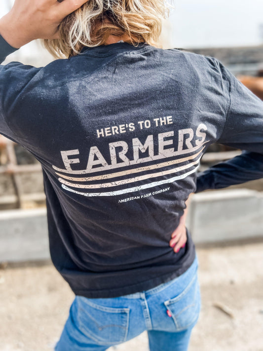 Here's to the Farmers Black Long Sleeve - American Farm Company