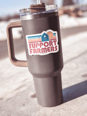 Retro 'Support Farmers' Sticker