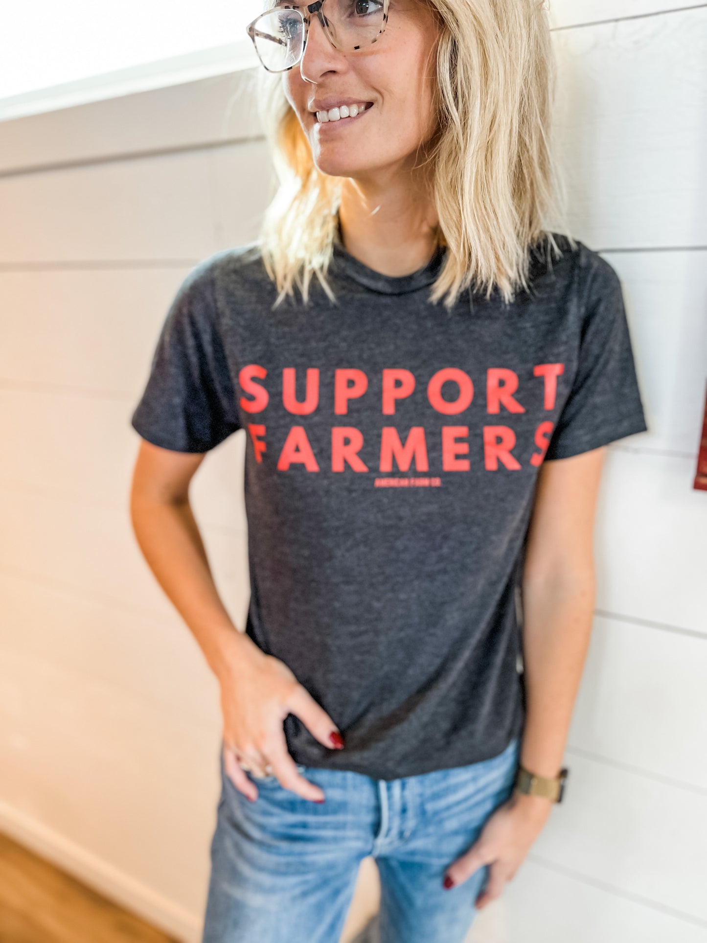 'Support Farmers' Charcoal Tee