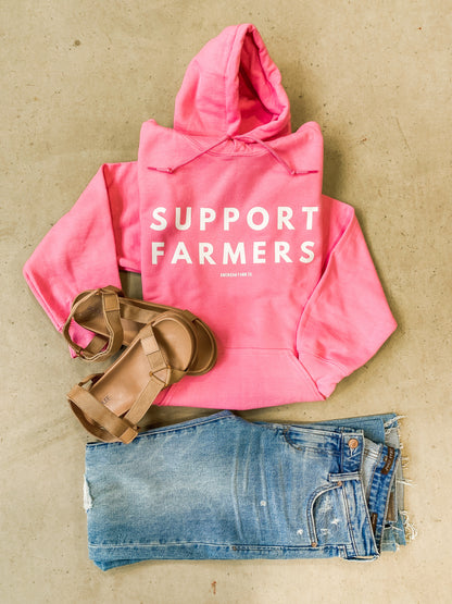 'Support Farmers' Pink Hoodie