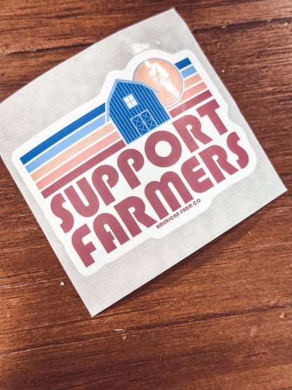 Retro 'Support Farmers' Sticker