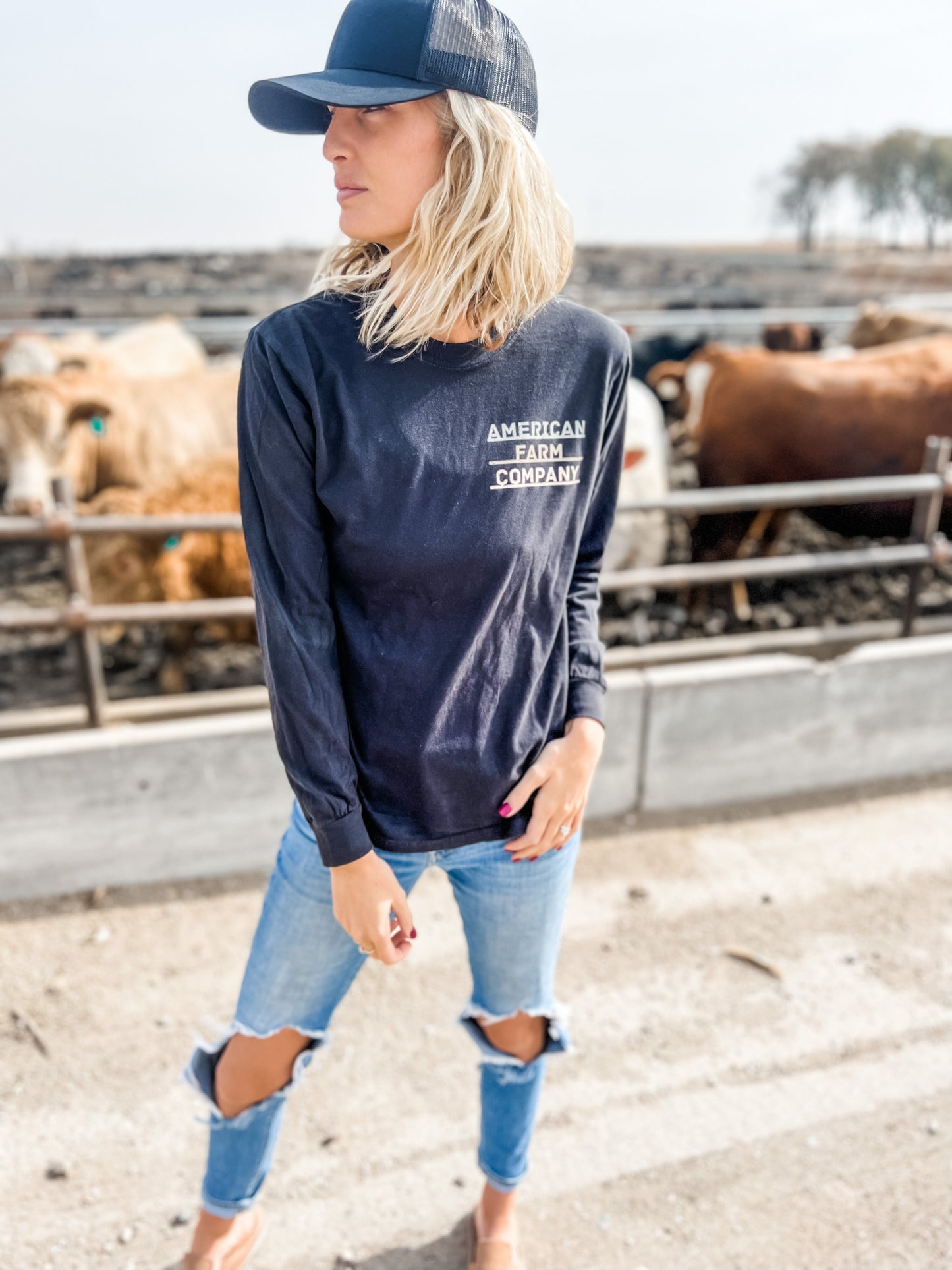 'Here's To the Farmers' Black Long Sleeve