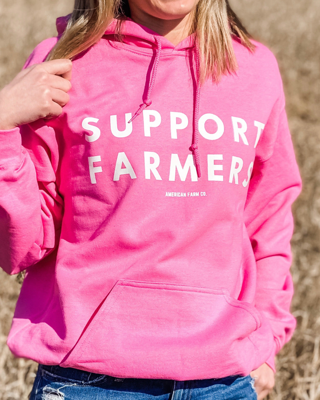 'Support Farmers' Pink Hoodie