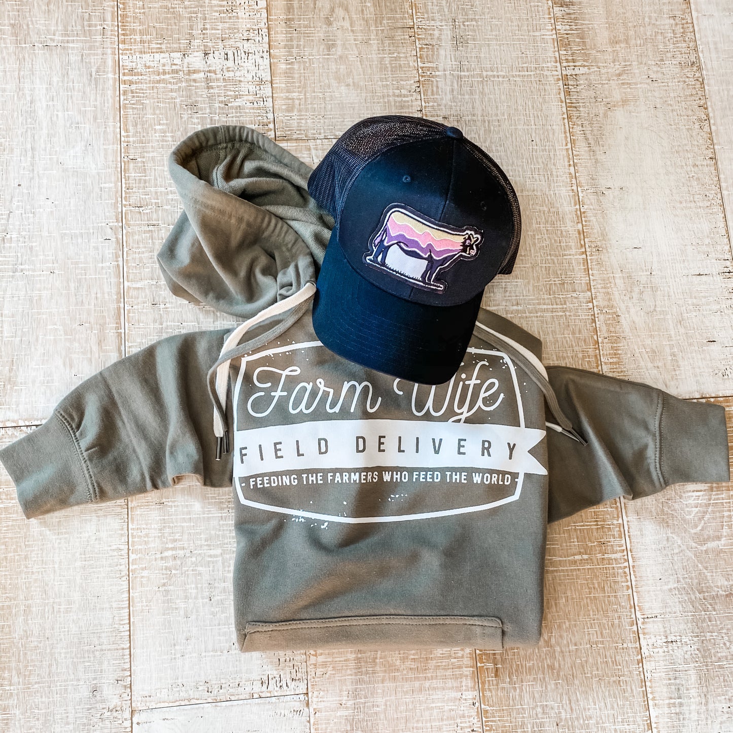 Olive 'Farm Wife Field Delivery’ Hoodie