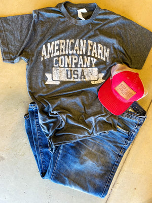 ‘American Farm Shirt Company’ USA Logo Grey Tees | rachelgranstra.com